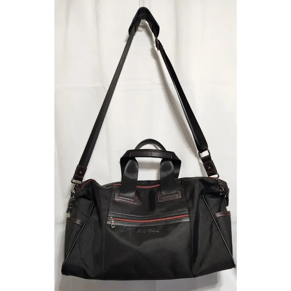 Robert‎ Graham Leclerc II Weekender Bag Shoulder Strap Black Red Trim